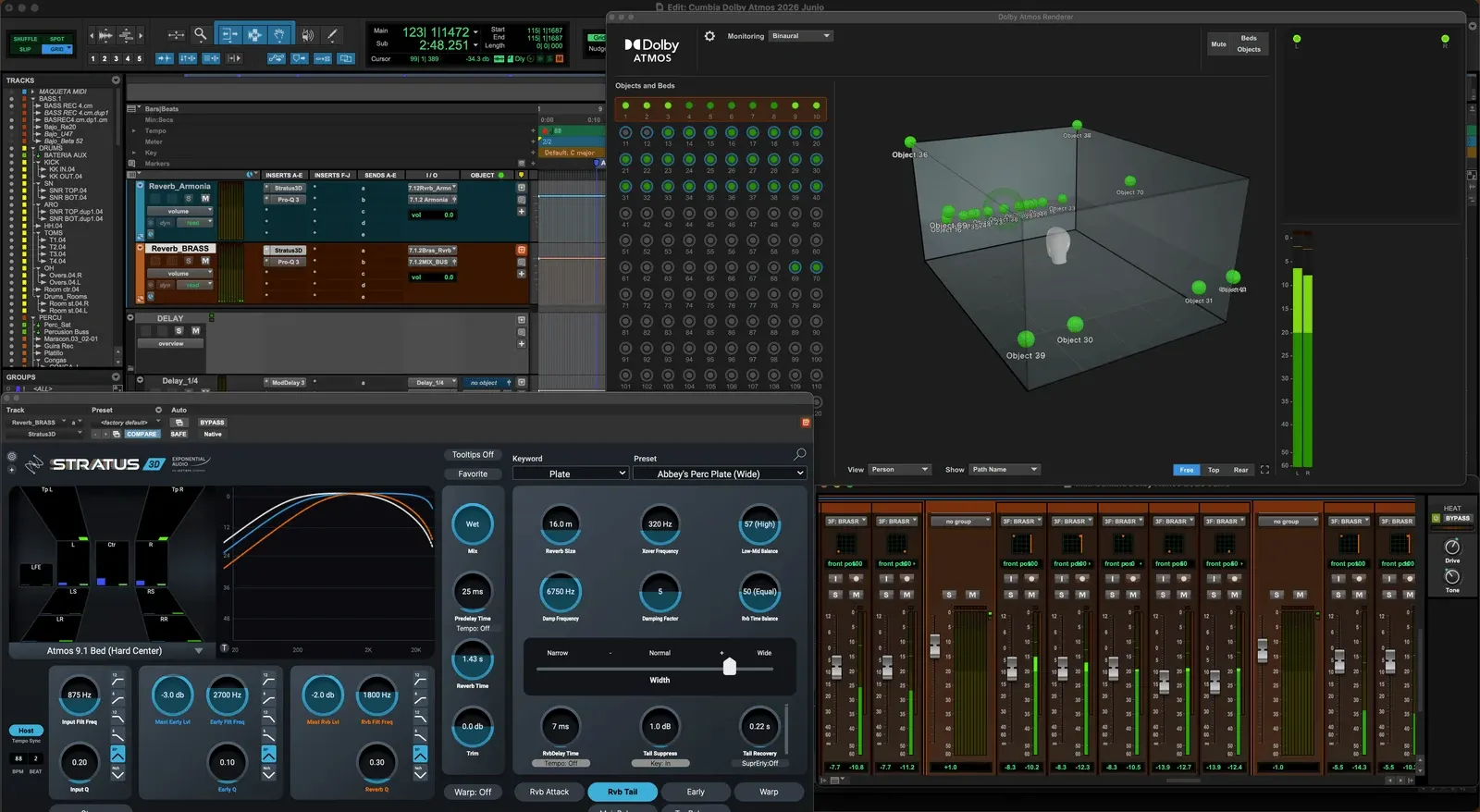 Una mezcla en Dolby Atmos en curso
