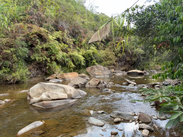 El lecho de piedras del río