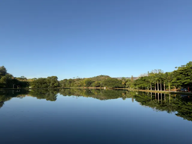 El lago reflejando el cielo de la tarde